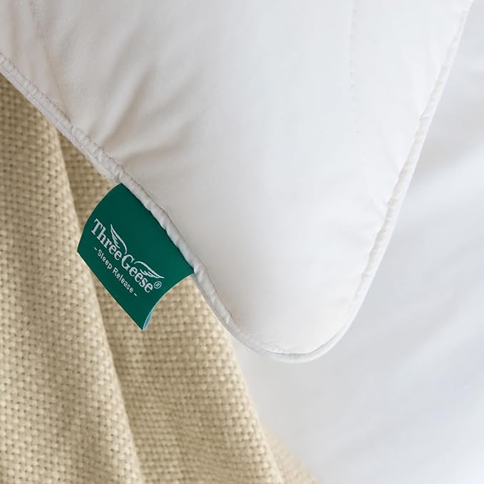 Three Geese White Goose Feather Down Pillows Standard Size Set of 1-100% Cotton - Image 7