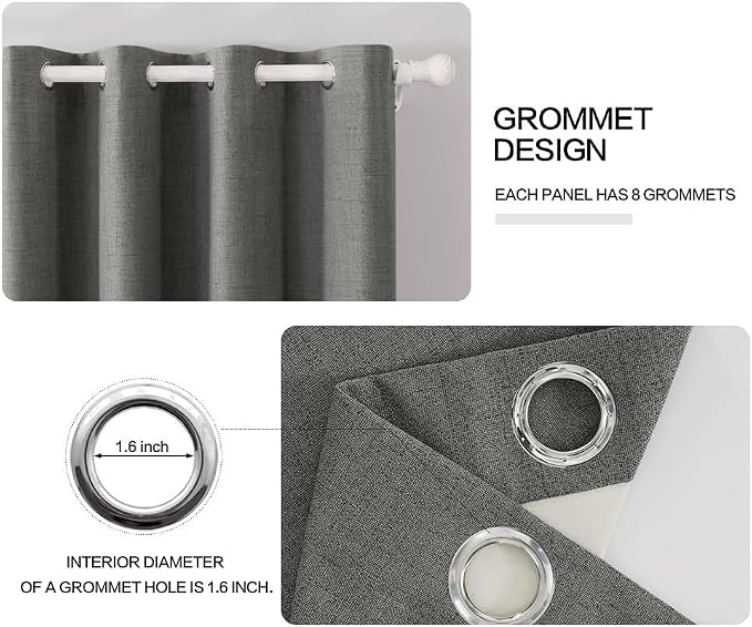 MIULEE Linen Blackout Curtains and Drapes 100% Room Darken Thermal Insulated - Image 4