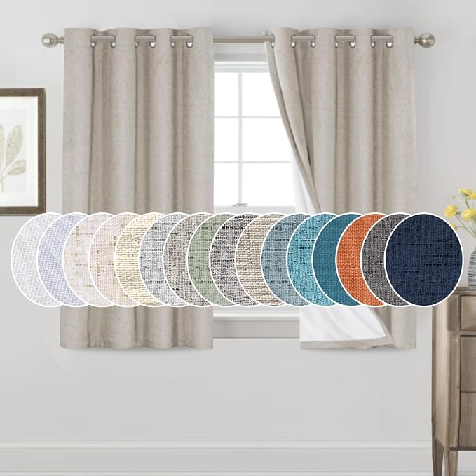 PrinceDeco 100% Blackout Linen Textured Curtains by PrinceDeco