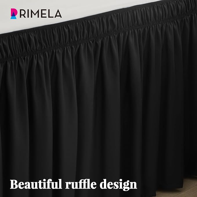 RIMELA Black Bed Skirt Twin 32 Inch Drop Silky Luxurious Fabric, Wrinkle and - Image 7