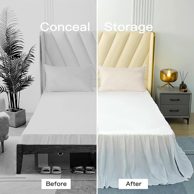 TSUTOMI Bed Skirt Twin Size Ruffled Bed Skirt - Image 7
