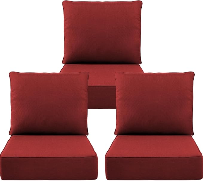 Luxury 6" Outdoor Cushions for Patio Furniture, Fade Resistant Couch Chair by Pugire
