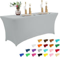 IVAPUPU 6FT Table Cloth for Rectangular Fitted Events Stretch Grey Table Covers by IVAPUPU