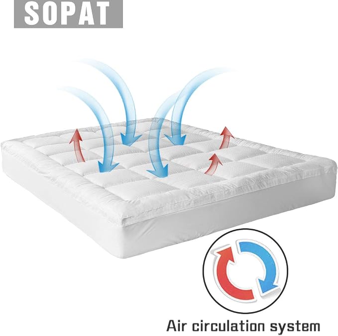 SOPAT Extra Thick Mattress Topper Twin 400TC Cotton Pillow Top Breathable - Image 3