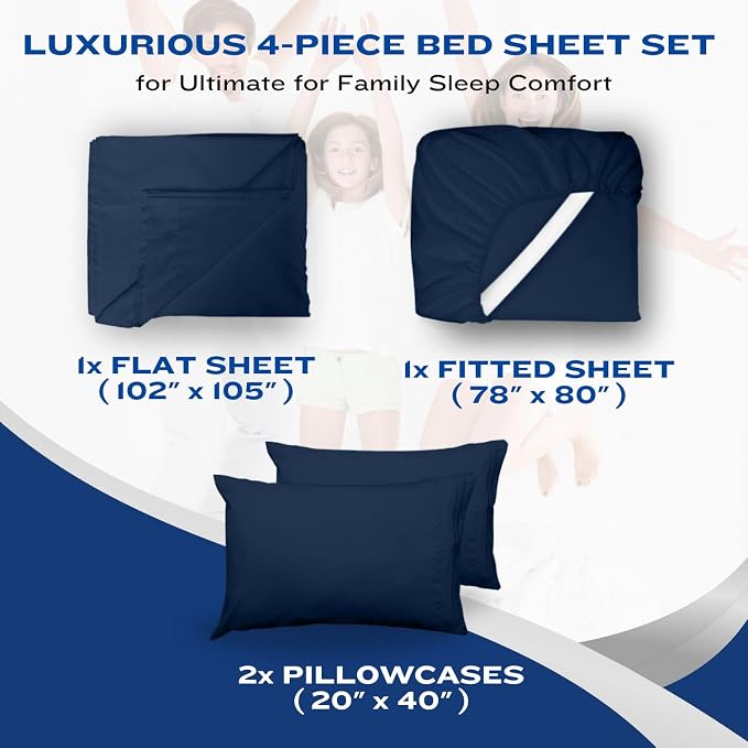 DREAMCARE Queen Sheet Set – 4 pcs Cooling Sheets – up to 21” Extra Deep Pocket - Image 8
