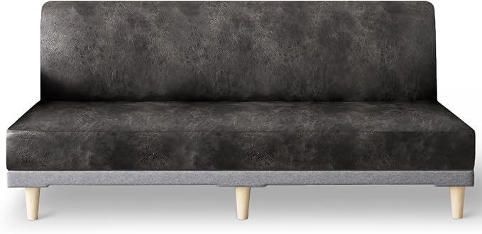 molasofa Leather Like Stretch Futon Slipcover Armless Futon Bed Sofa Cover by Molasofa