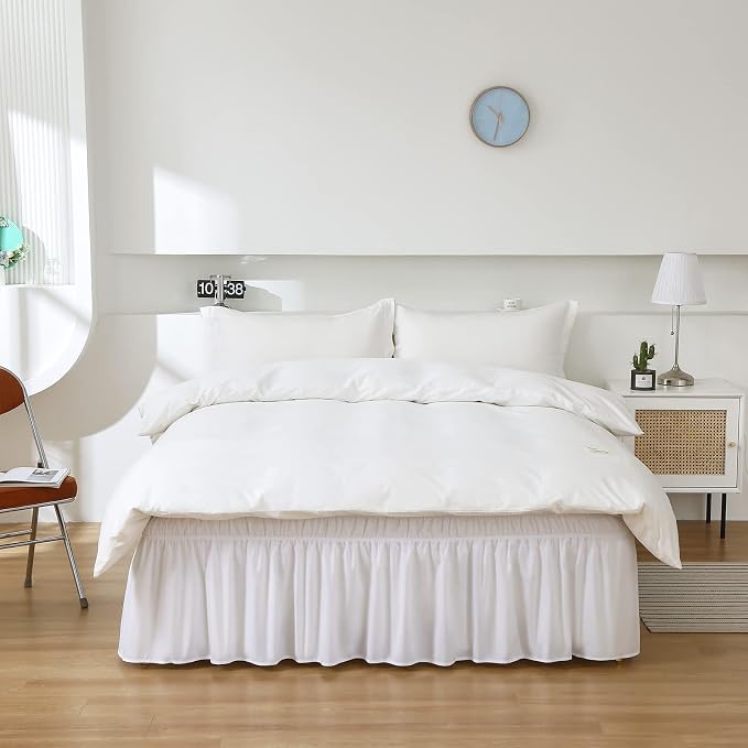 MEILA Wrap Around Bed Skirt Three Fabric Sides Elastic Dust Ruffled 24 Inch - Image 7