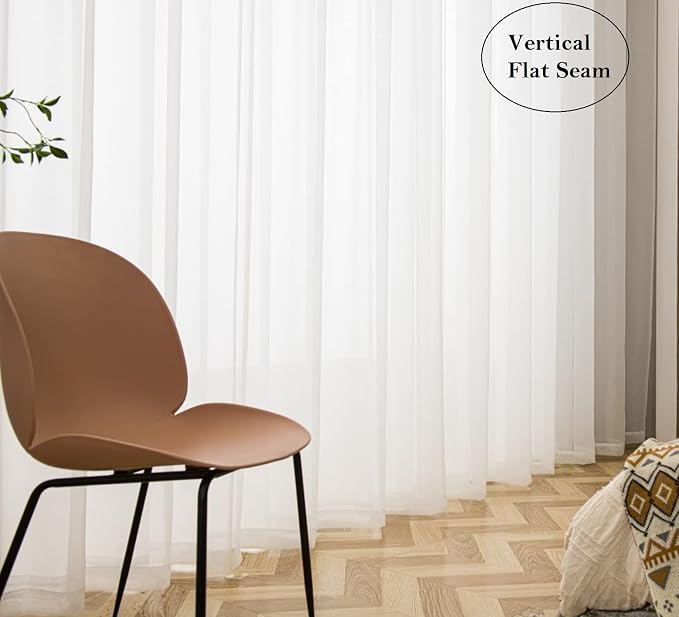 PI Beige Sheer Curtains Grommet Panels 72 Inches Long, Light Voile Window - Image 5
