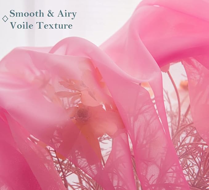 PI Pink Sheer Curtains 84 Inches Length - Image 4