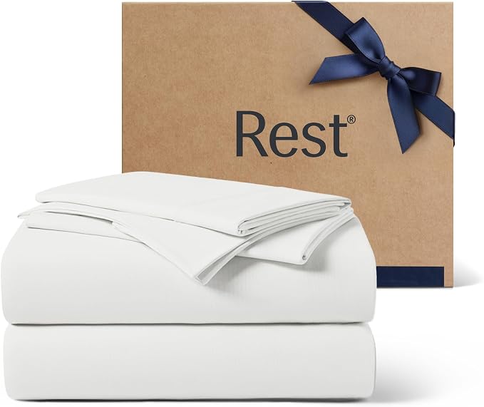 REST® Evercool®+ Cooling Sheet Set, Cali King, Arctic White, Breathable Bed by REST