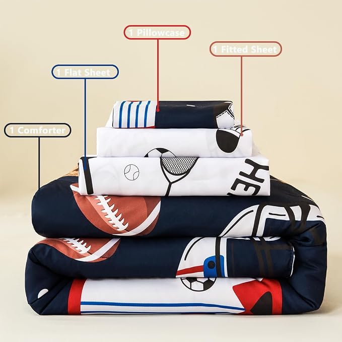 PERFEMET 4 Pieces Sports Toddler Bedding Sets - Image 7