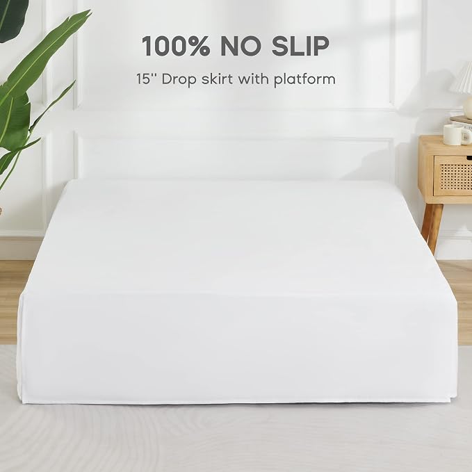 SONIVE Queen Bed Skirt, Classic Tailored Easy Fit Brushed Microfiber Skirts - Image 3