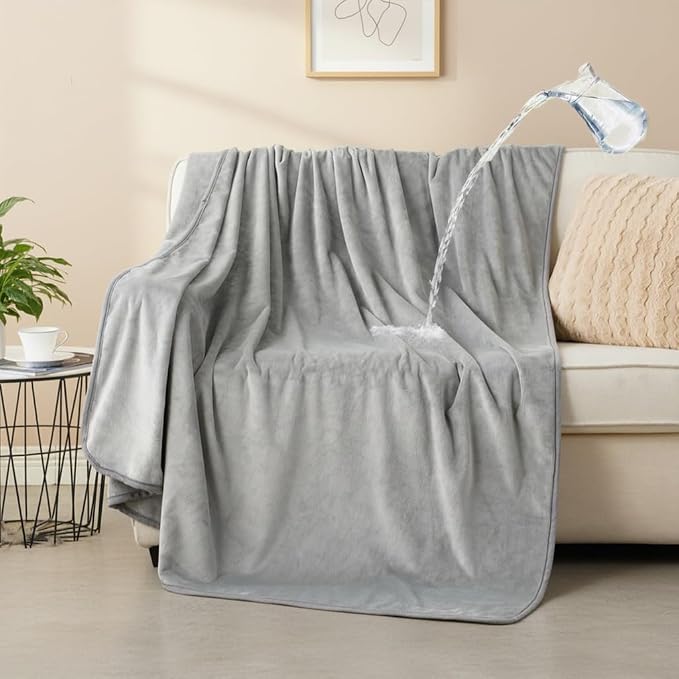 Waterproof Dog Blankets Light Grey Pet Blanket 60"x80", Soft Fluffy Sofa Car by CAPT.SNOOZE
