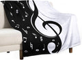 Music Blanket Abstract Funny Black White Music Note Art Printed Soft Cozy by JADERYS