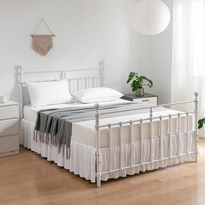 Tufted Dot Bed Skirt King Size Ruffled Bed Skirt - Image 7