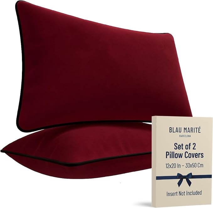 2 Pack Velvet Decorative Throw Pillow Covers, Contrast Piping, Indoor Use by BLAUMARIT%C3%89