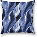 Navy Blue Throw Pillow Covers Modern Abstract Black and Blue Striped Decorations by MYS+QiQi