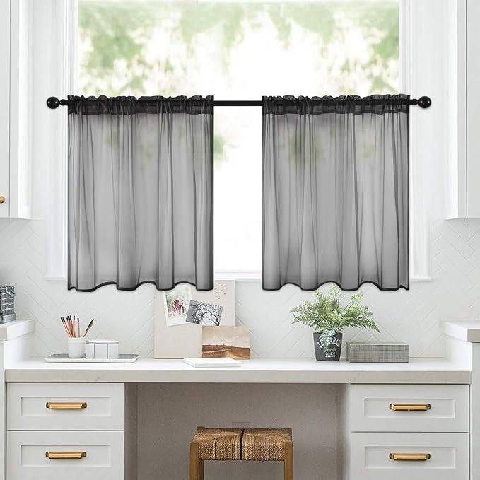MIULEE 2 Panels Kitchen Tiers Half Window Sheer Halloween Curtains-Rod Pocket - Image 6