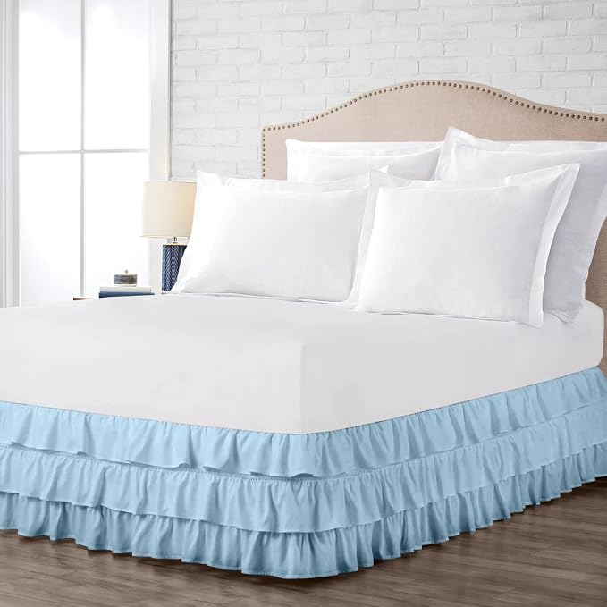 Multi-Ruffle Bed Skirt, Soft Multi Elastic Dust Ruffles - Image 2