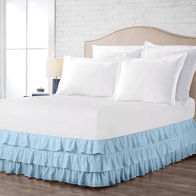 Multi-Ruffle Bed Skirt, Soft Multi Ruffle Bed Skirt Elastic Dust Ruffles - Image 2