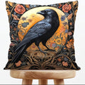 William Morris Abstract Vintage Floral Velvet Black Crow Design Throw Pillow by Unknown