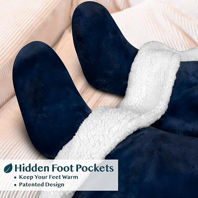 PAVILIA Sherpa Blanket with Sleeves, Foot Pocket - Image 2