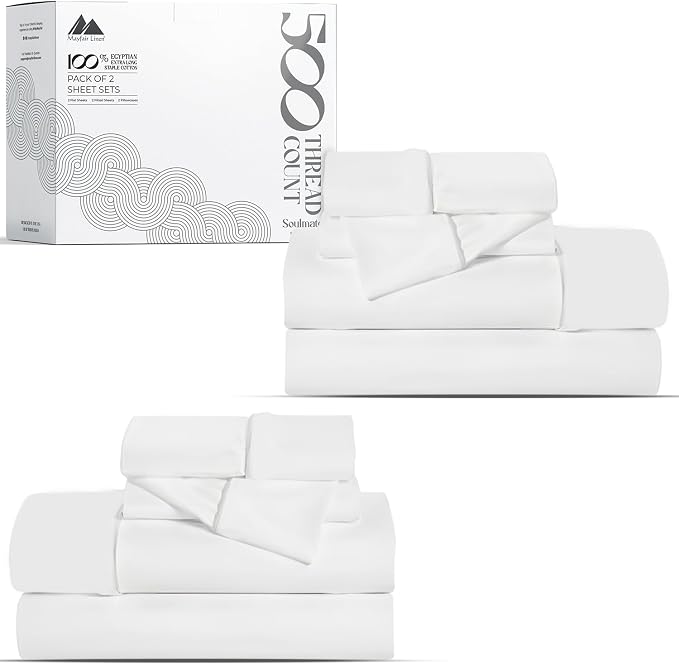 Mayfair Linen 100% Egyptian Cotton 2 Pack Twin Sheet Set by MayfairLinen