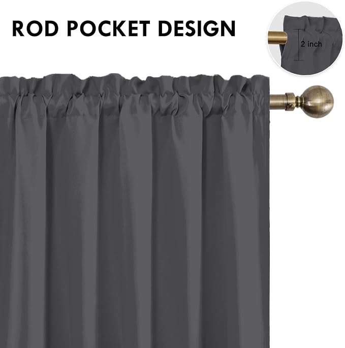 DWCN Bedroom Blackout Curtains 70 x 63 Inches Length 2 Panels Set, Solid - Image 4