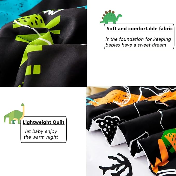 PERFEMET 4-Piece Boys Toddler Bedding Sets Cartoon Dinosaur Comforter Set - Image 6