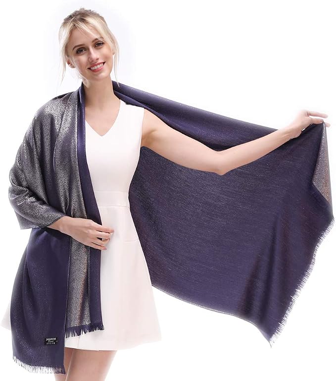 LMVERNA Women's Sparkling Metallic Soft Pashmina Shawls and Wraps Scarf in by LMVERNA