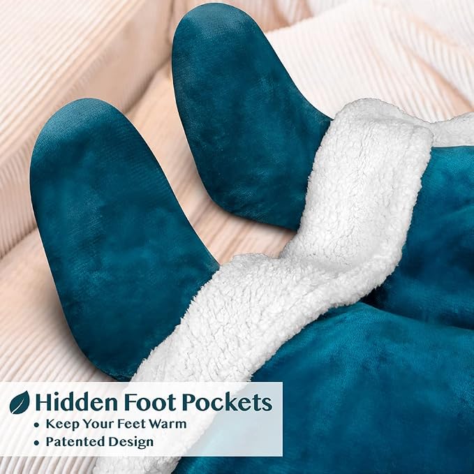PAVILIA Sherpa Blanket with Sleeves, Foot Pocket - Image 2