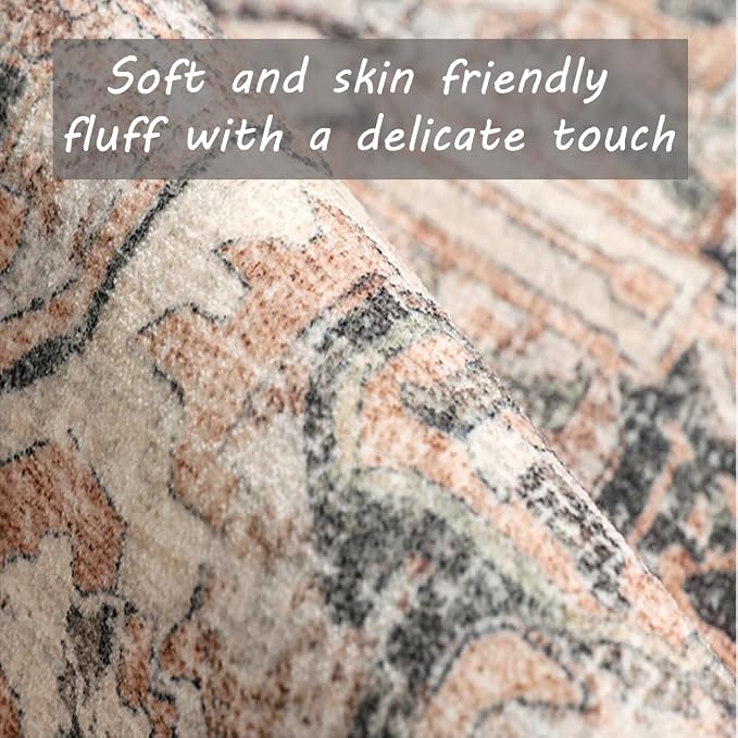 Washable Vintage Area Rug 6x9 Boho Chic Medallion Distressed Design - Image 3