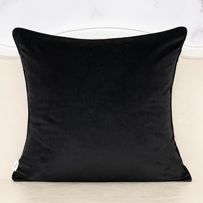 Alerfa Black Floral Throw Pillow Cover 18 x 18 Inch Cut Velvet Sqaure Luxury - Image 2