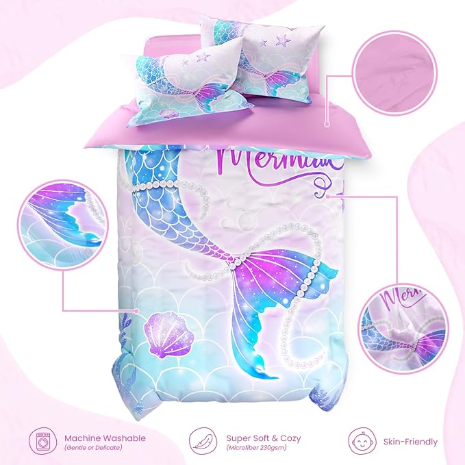 SANDJEST Mermaid Duvet Cover Sets Full Size - Image 3