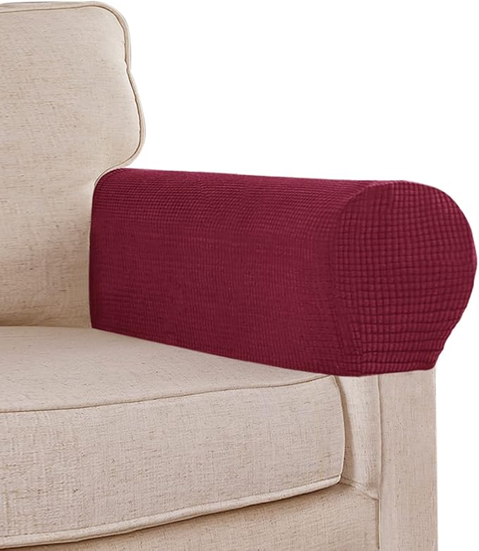 Stretch Sofa Arm Covers Spandex Jacquard Anti-Slip Couch Arm Covers by L.VICTEX