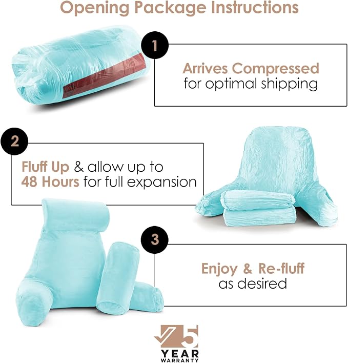 Nestl Reading Pillow with Shredded Memory Foam Includes 2 Neck and Lumber - Image 2