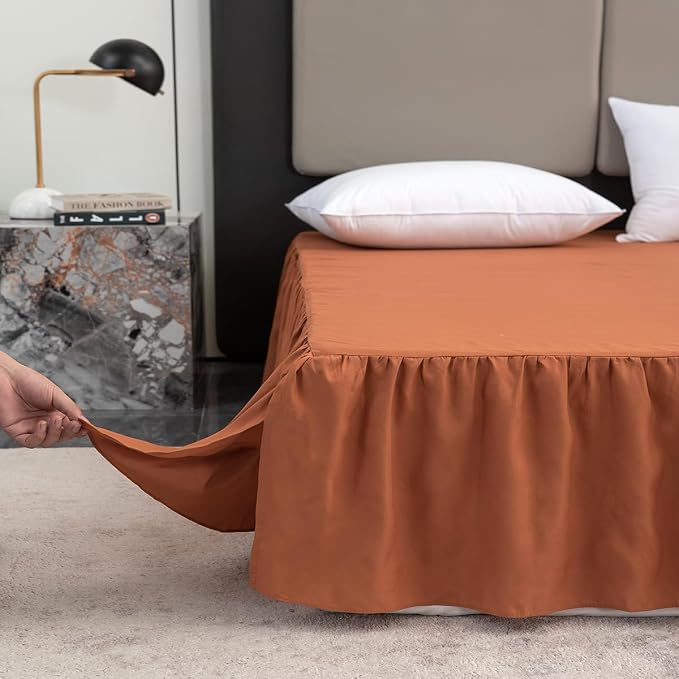 Terracotta Bed Skirt King Size Ruffled Bed Skirt - Image 2