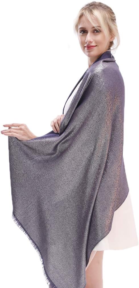 LMVERNA Women's Sparkling Metallic Soft Pashmina Shawls and Wraps Scarf in - Image 2