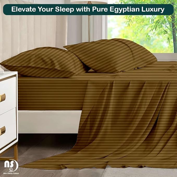 NON Sticky cotton Queen Size Sleeper Sofa Sheets, 4 Piece Egyptian Cotton Bed - Image 5