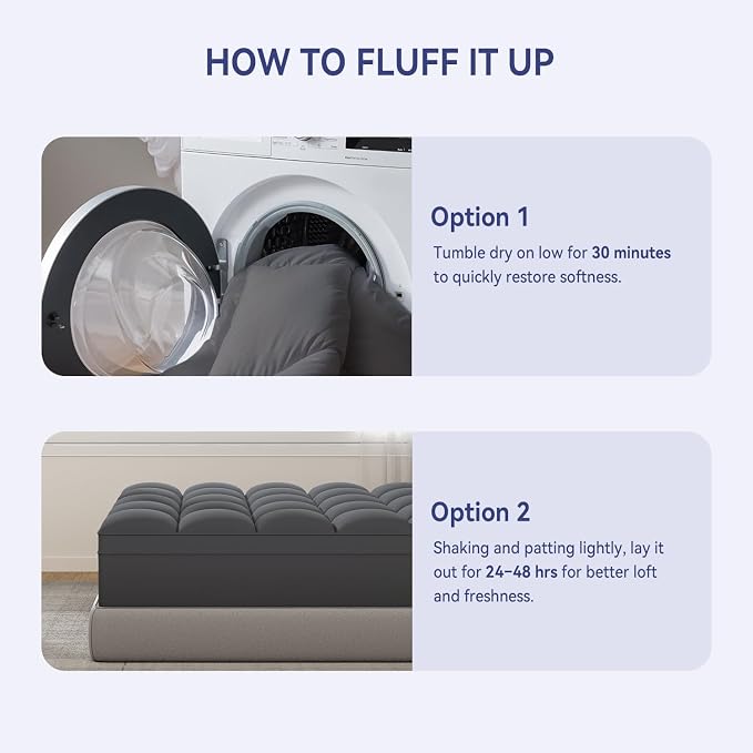 ELEMUSE Full XL Grey Mattress Topper - Image 6