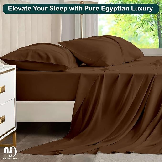 NON Sticky cotton Twin Size Sleeper Sofa Sheets, 4 Piece Egyptian Cotton Bed - Image 5