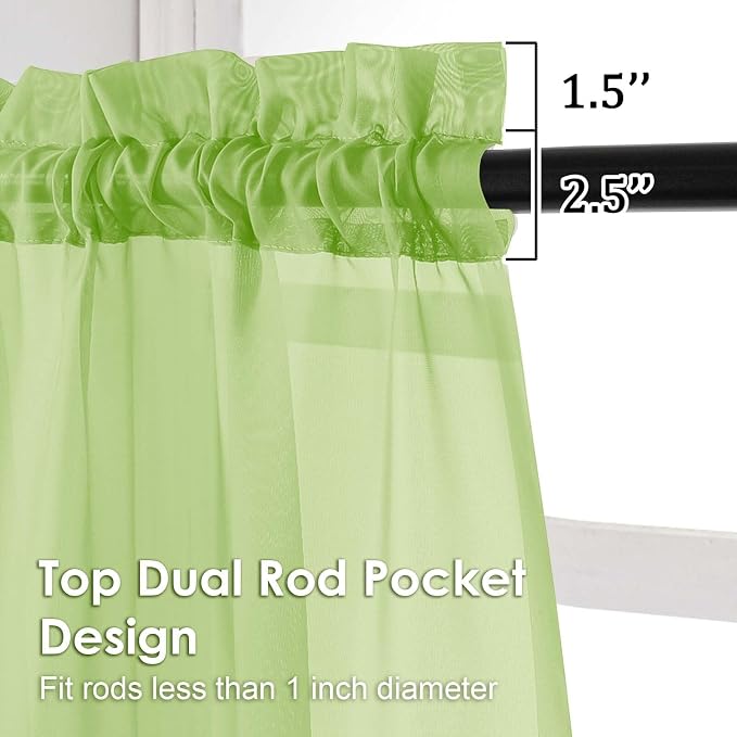 OVZME Sheer Curtains 63 inch Length 2 Panels Set - Image 2