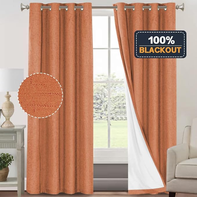 PrinceDeco Blackout Curtains for Bedroom 96 Inches Long Linen Look Curtains for - Image 6