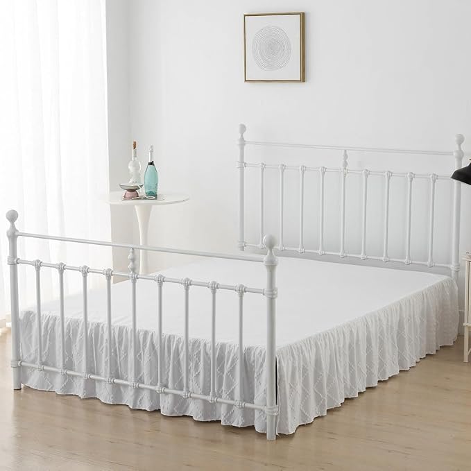 Bed Skirt King Size，Ruffled White Bed Skirt - Image 5