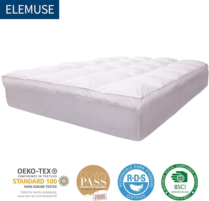 ELEMUSE Twin Size Extra Thick Fusion Goose Down Feather Filled Mattress Topper - Image 6