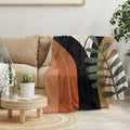 Boho Mid Century Blankets Black Geometric Throws Beige Abstract Modern Throw by Reateforin