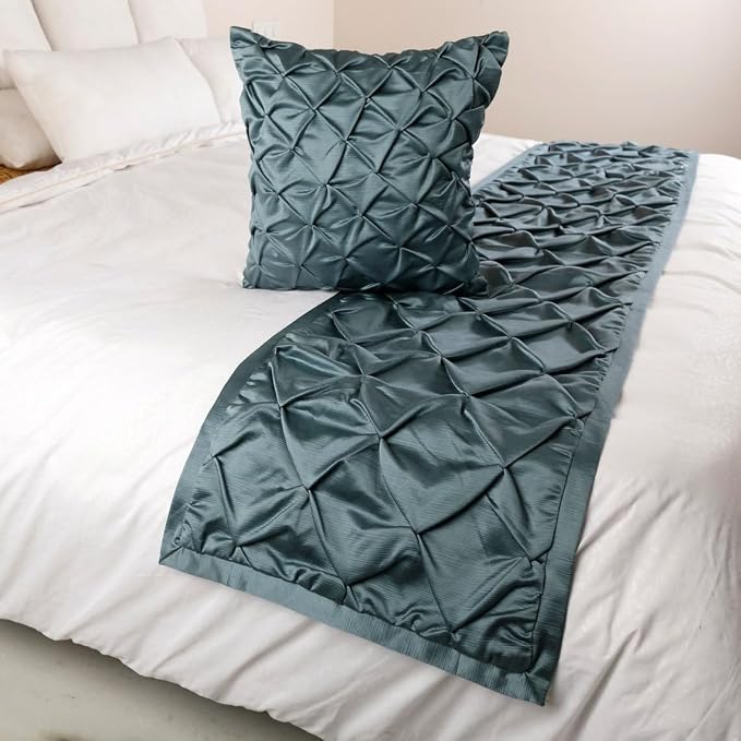 The HomeCentric Handmade Blue CA King 86 x 18 inch Bed Runner - Image 4