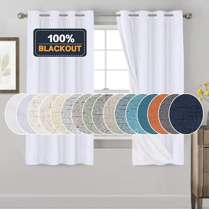 PrinceDeco 100% Blackout Curtains 2 Panels Set Thermal Insulated Full Light by PrinceDeco