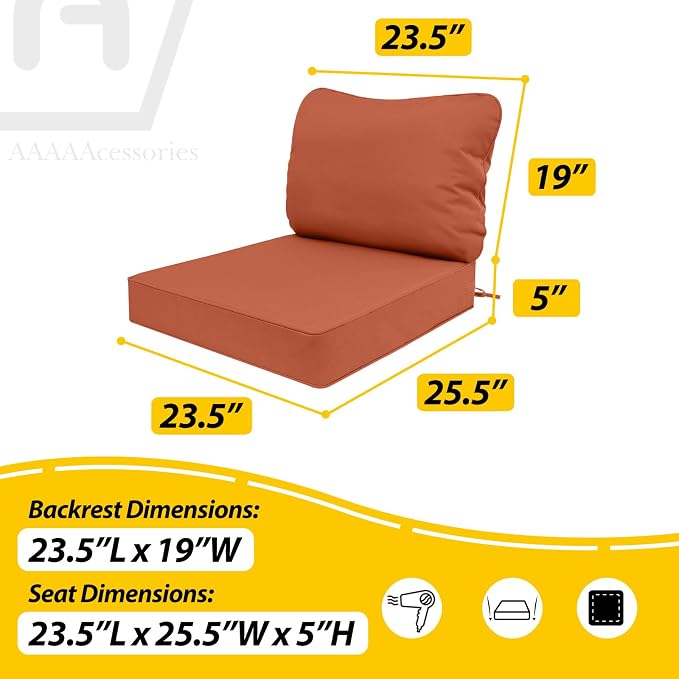 AAAAAcessories Outdoor Deep Seat Cushions, Waterproof, Fade-Resistant Patio - Image 5