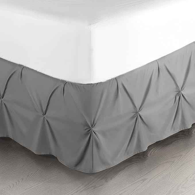 Nestl Dark Grey Bed Skirt Cal King Size, Pinch Pleat Cal King Bed Skirt by Nestl